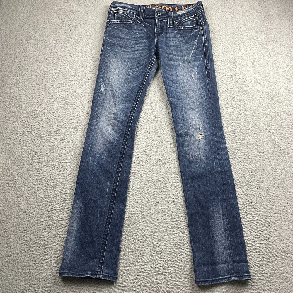 Rock Revival Jeans Womens 26 (28x32.5) Blue Low Rise Straight Sasha Flap Pocket